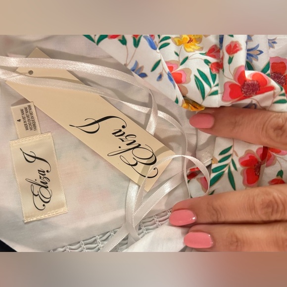 Eliza J. Floral Print Midi Dress Square Neck Sleeveless Bow - Picture 12 of 14